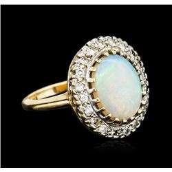 14KT Yellow Gold 2.50ct Opal and Diamond Ring