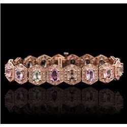 14KT Rose Gold 14.40ctw Multi-Color Sapphire and Diamond Bracelet