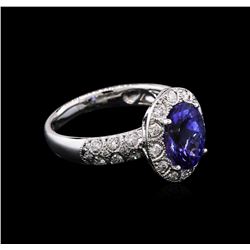 2.42ct Tanzanite and Diamond Ring  - 14KT White Gold