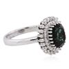 Image 1 : 14KT White Gold 3.16ct Green Tourmaline and Diamond Ring