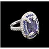 Image 1 : GIA Certified 9.61ctw Blue Sapphire and Diamond Ring - 18KT White Gold