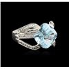 Image 1 : 14KT White Gold 6.50ct Topaz and Diamond Ring