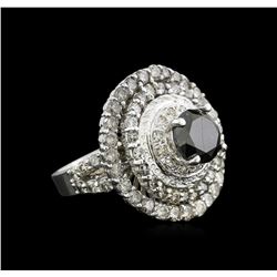 7.14ctw Black Diamond Ring - 14KT White Gold