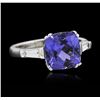 Image 1 : 4.72ct Tanzanite and Diamond Ring - Platinum