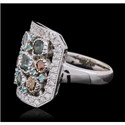 14KT White Gold 1.21ctw Alexandrite, Paraiba and Diamond Ring