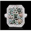 Image 2 : 14KT White Gold 1.21ctw Alexandrite, Paraiba and Diamond Ring