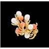 Image 2 : Pearl and Coral Ring - 14KT Yellow Gold