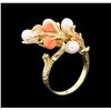 Image 3 : Pearl and Coral Ring - 14KT Yellow Gold