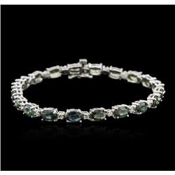 14KT White Gold 11.20ctw Green Sapphire and Diamond Bracelet