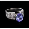 Image 1 : 2.99ct Tanzanite and Diamond Ring - 14KT White Gold
