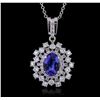 Image 1 : 14KT White Gold 3.40ct Tanzanite and Diamond Pendant With Chain