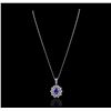 Image 2 : 14KT White Gold 3.40ct Tanzanite and Diamond Pendant With Chain