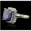 Image 1 : 14KT White Gold 12.95ct GIA Certified Tanzanite and Diamond Ring