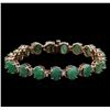 Image 2 : 14KT Rose Gold 20.90ctw Emerald and Diamond Bracelet