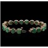 Image 5 : 14KT Rose Gold 20.90ctw Emerald and Diamond Bracelet