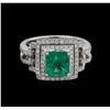 Image 2 : 1.71ct Emerald and Diamond Ring - 18KT White Gold