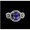 Image 2 : 1.96ct Tanzanite and Diamond Ring - 14KT White Gold