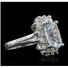 Image 2 : 14KT White Gold 3.96ct Aquamarine and Diamond Ring