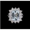 Image 3 : 14KT White Gold 3.96ct Aquamarine and Diamond Ring