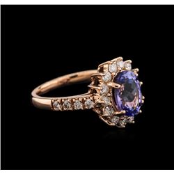 14KT Rose Gold 2.15ct Tanzanite and Diamond Ring