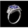 Image 3 : 4.95ct Tanzanite and Diamond Ring - 14KT White Gold