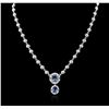 Image 2 : 14KT White Gold 5.50ctw Tanzanite and Diamond Necklace