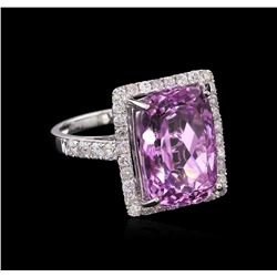 9.05ct Kunzite and Diamond Ring - 14KT White Gold
