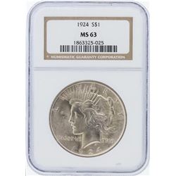 1924 NGC MS63 Peace Silver Dollar