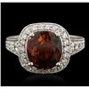 Image 2 : 14KT White Gold 3.92ct Spessartite and Diamond Ring