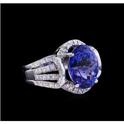 8.18ct Tanzanite and Diamond Ring - 14KT White Gold