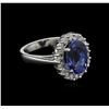 Image 1 : 4.12ct Tanzanite and Diamond Ring - 14KT White Gold