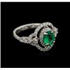 Image 1 : 14KT White Gold 0.97ct Emerald and Diamond Ring
