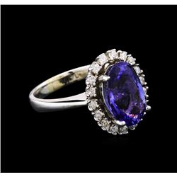 4.05ct Tanzanite and Diamond Ring - 14KT White Gold