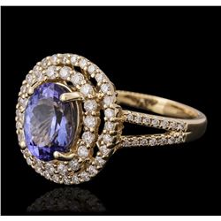 14KT Yellow Gold 2.37ct Tanzanite and Diamond Ring