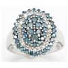 Image 3 : 2.00ctw Blue and White Diamond Ring - 10KT White Gold