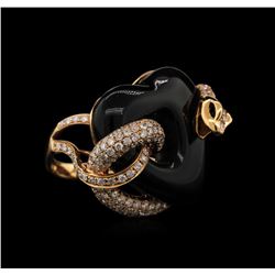 18KT Yellow Gold 24.73ct Black Onyx and Diamond Ring