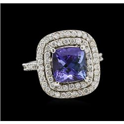 14KT White Gold 2.93ct Tanzanite and Diamond Ring