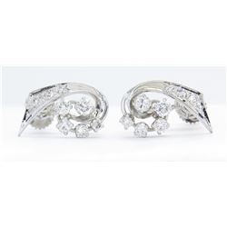 0.79ctw Vintage Diamond Earrings - 14KT White Gold