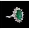 Image 1 : 14KT White Gold 2.02ct Emerald and Diamond Ring