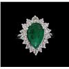 Image 3 : 14KT White Gold 2.02ct Emerald and Diamond Ring
