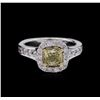 Image 2 : 1.55ctw Fancy Yellow Diamond Ring - 14KT Two-Tone Gold
