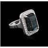 Image 1 : 14KT White Gold 11.30ct Tourmaline and Diamond Ring