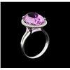 Image 3 : 9.84ct Kunzite and Diamond Ring - 14KT White Gold