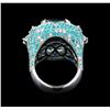 Image 5 : GIA Cert 18.88ct Blue Sapphire, Paraiba Tourmaline and Diamond Ring - 18KT White