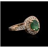 Image 1 : 14KT Rose Gold 1.34ct Emerald and Diamond Ring