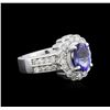 Image 1 : 1.72ct Tanzanite and Diamond Ring - 14KT White Gold