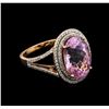 Image 1 : 7.76ct Kunzite and Diamond Ring - 14KT Rose Gold