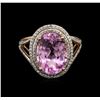 Image 2 : 7.76ct Kunzite and Diamond Ring - 14KT Rose Gold