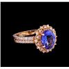 Image 1 : 2.01ct Tanzanite and Diamond Ring - 14KT Rose Gold