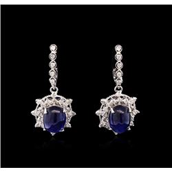 11.53ctw Dyed Sapphire and Diamond Earrings - 14KT White Gold